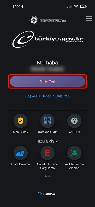 e-Devlet Mobil’e Giriş